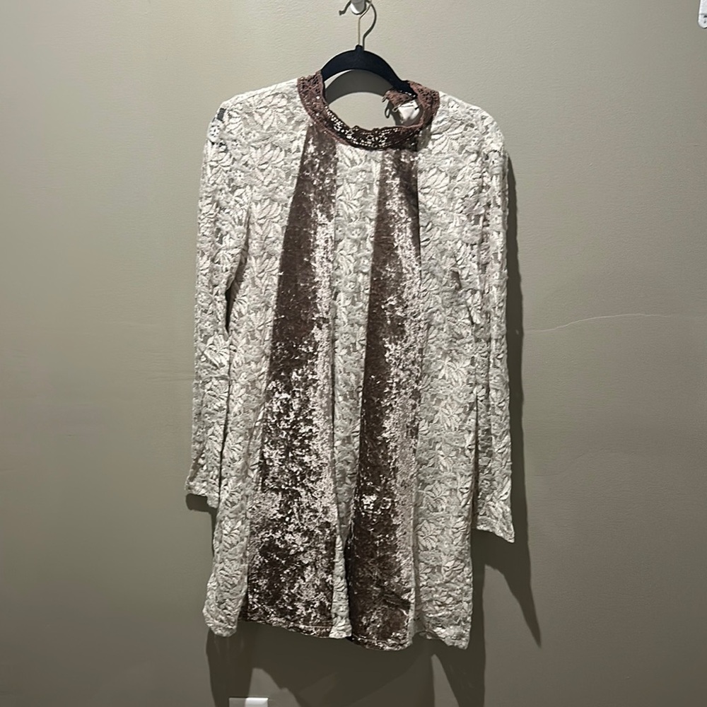 Mystree | Cream and Brown Textured Dress